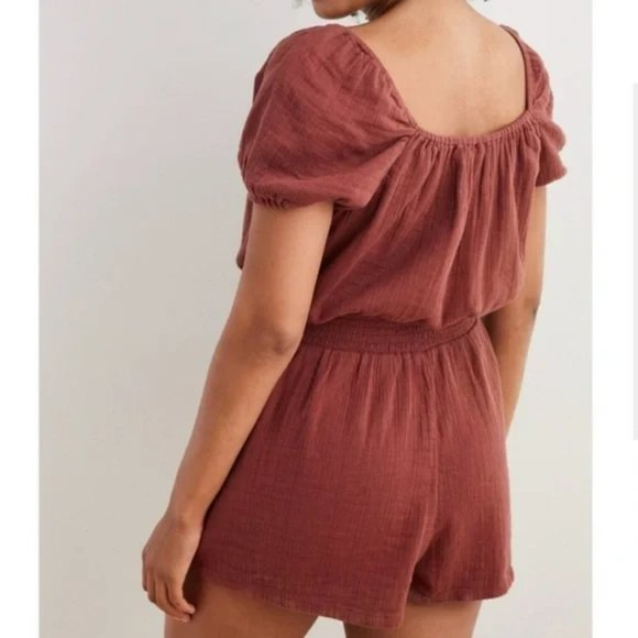 NWT Aerie Puff Sleeve Peasant Top Romper Size XS - Picture 2 of 11